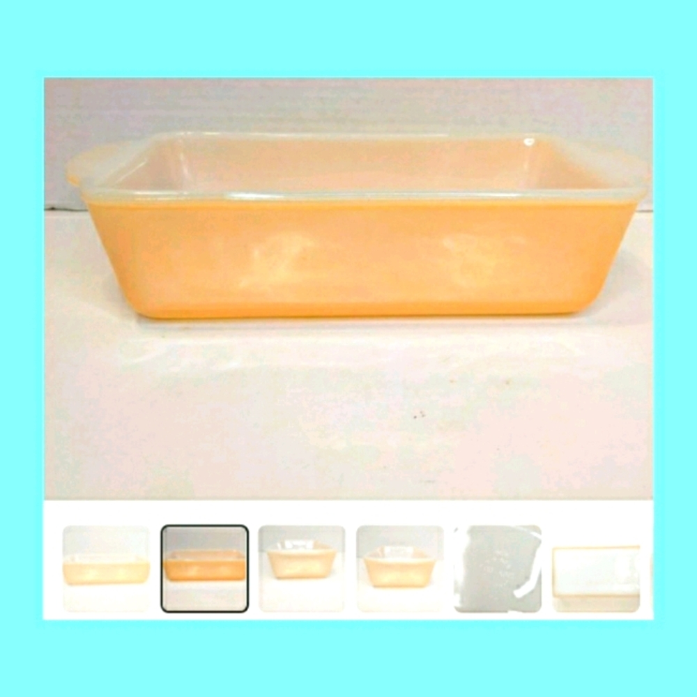 Vintage Peach Luster Fire King Loaf Pan Milk Glass